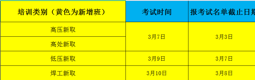 石家庄电工证焊工证2023年3月第二周考试计划