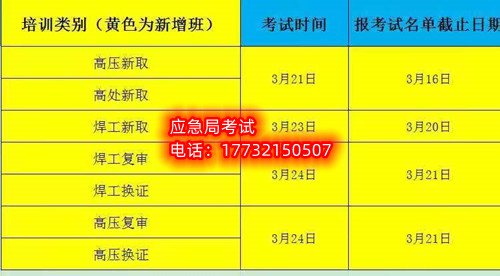 3月石家庄应急局焊工证考试时间安排